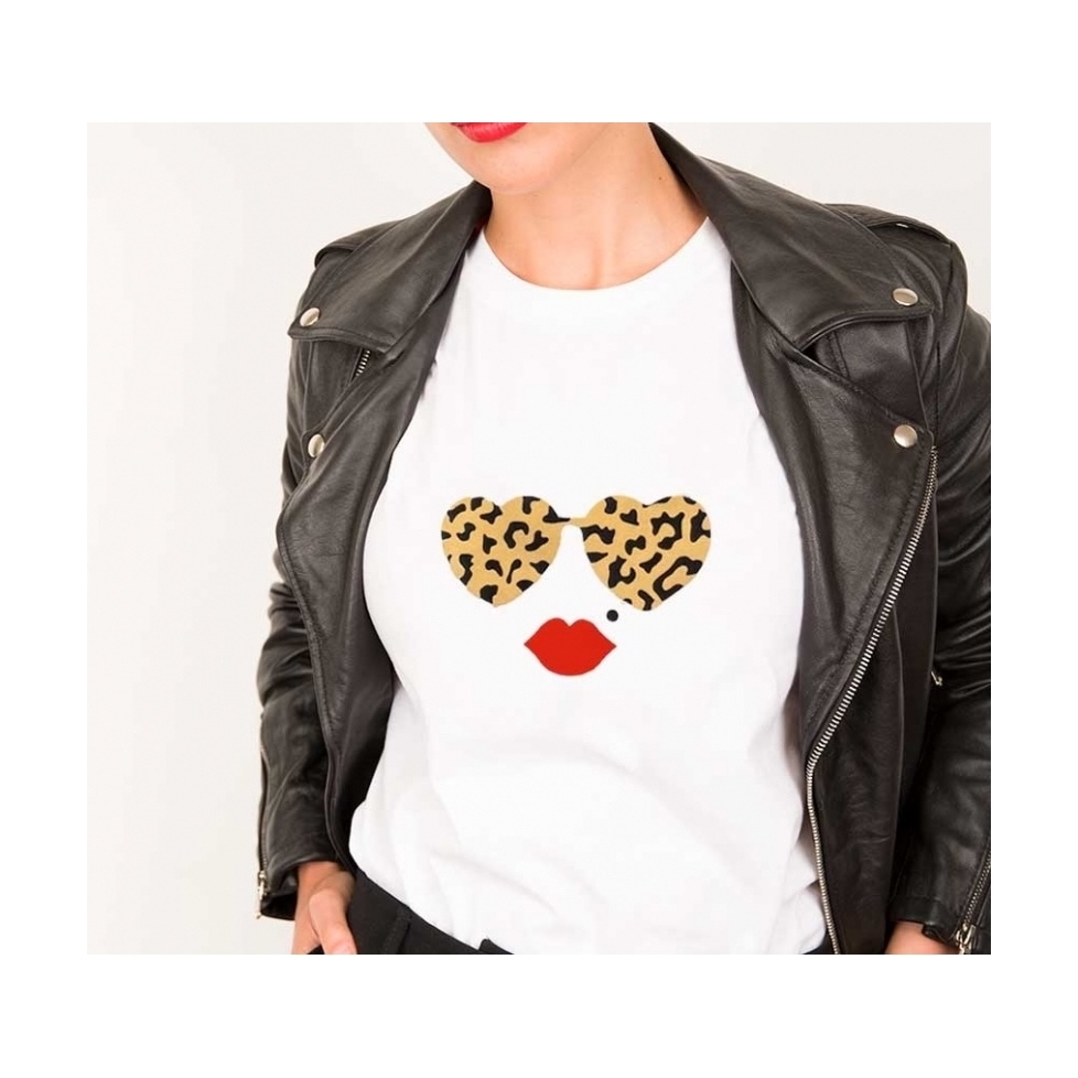 White T-Shirt Leopard Lolita