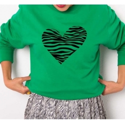 Green Sweatshirt Zebra Heart