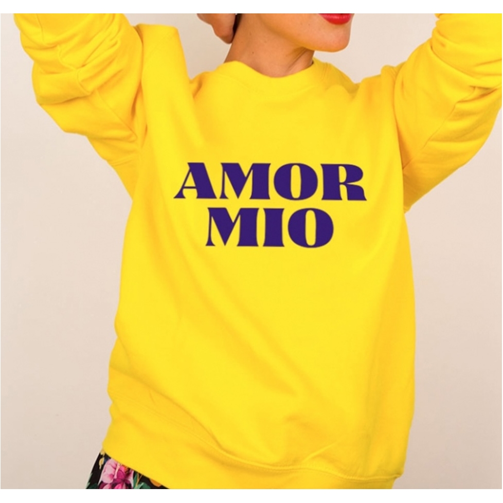 Yellow Sweatshirt Amor Mio