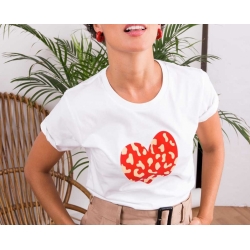 White T-Shirt Leopard Heart
