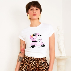 T-shirt Blanc Pink Vespa Faubourg54