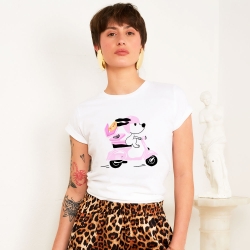 T-shirt Blanc Pink Vespa Faubourg54 T-shirt Blanc Pink Vespa Faubourg54