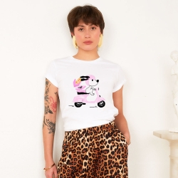 T-shirt Blanc Pink Vespa Faubourg54