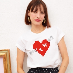 T-shirt Coeur Cupidon Pixel T-shirt Coeur Cupidon Pixel