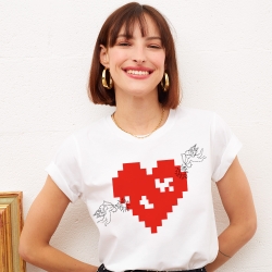 T-shirt Coeur Cupidon Pixel