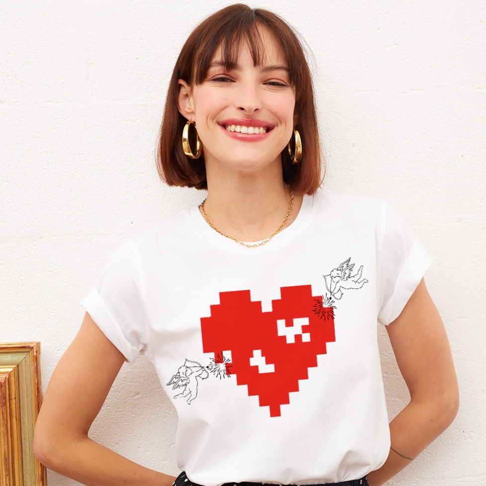 T-shirt Coeur Cupidon Pixel