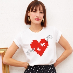 T-shirt Coeur Cupidon Pixel T-shirt Coeur Cupidon Pixel