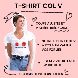 T-shirt Blanc Col V Bouche Cindy Pixel
