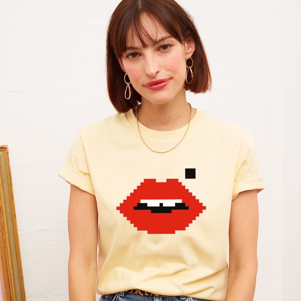 T-Shirt Jaune Bouche Cindy Pixel Faubourg54