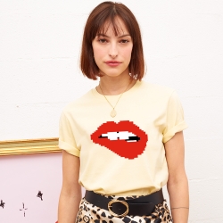 T-Shirt Jaune Bouche Martina Pixel