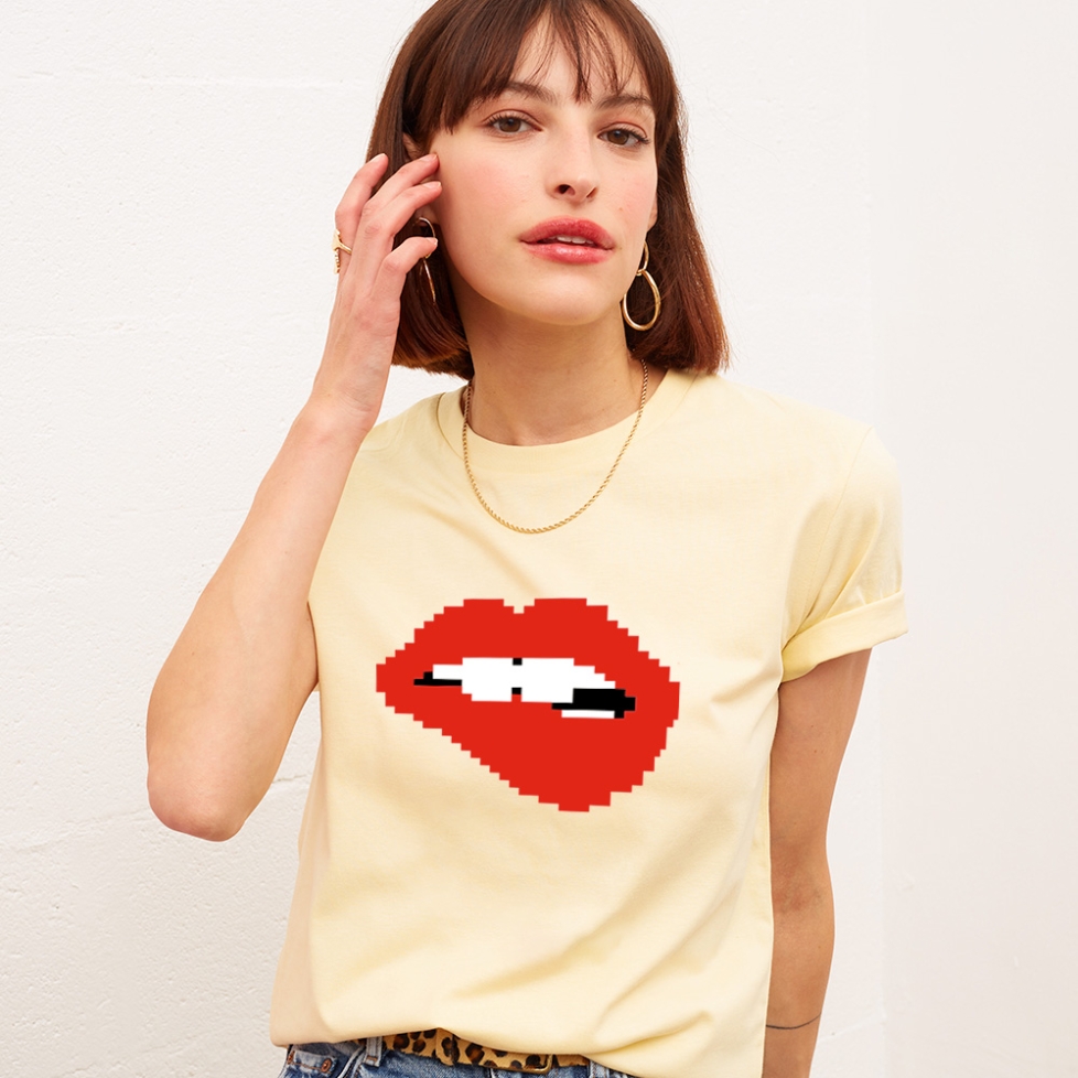 Yellow T-shirt Bouche Martina Pixel