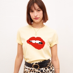 T-Shirt Jaune Bouche Martina Pixel