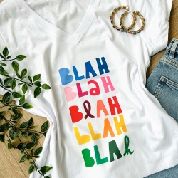 T-shirt Blanc Col V Blah Blah coloré