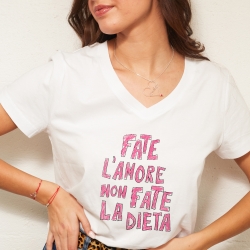 T-shirt Blanc Col V Fate l'Amore