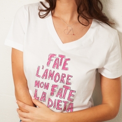 T-shirt Blanc Col V Fate l'Amore Faubourg54