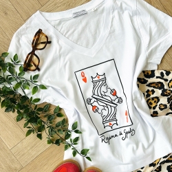 T-shirt Blanc Col V Regina di Spritz