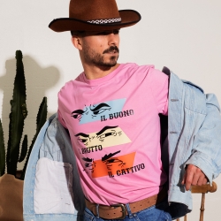 T-Shirt Le Trio Faubourg 54 Homme Rose Spaghetti Western