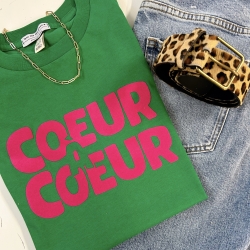 T-shirt Vert Coeur à Coeur Faubourg54 L'ALFABETO DELL'AMORE