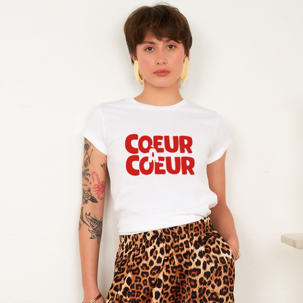 T-shirt Blanc Coeur à Coeur Faubourg54