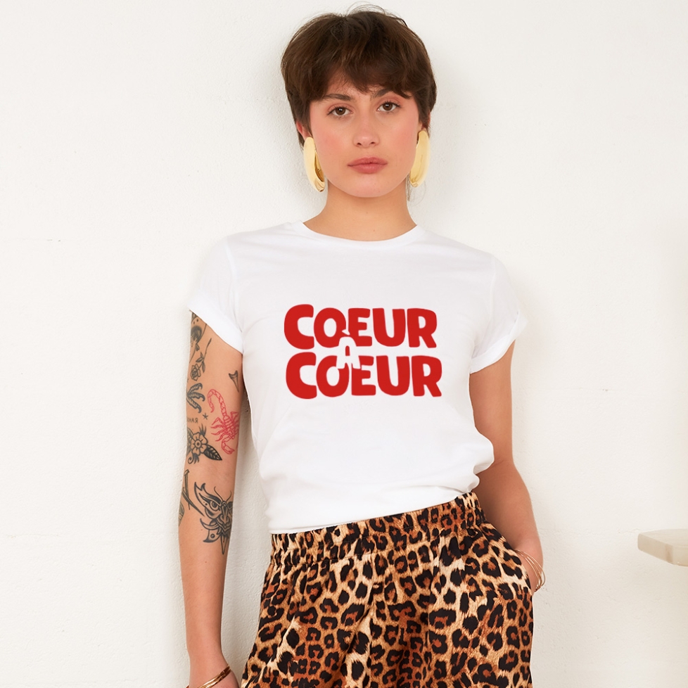 T-shirt Blanc Coeur à Coeur