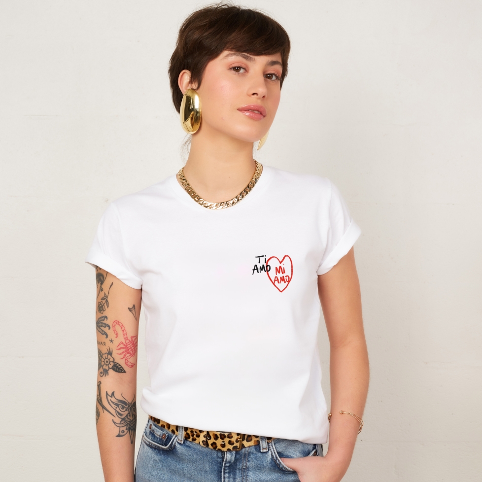 T-shirt Blanc Ti Amo Mi Amo Faubourg54 femme
