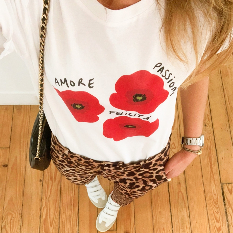 T-shirt Blanc Coquelicot by Les Futiles