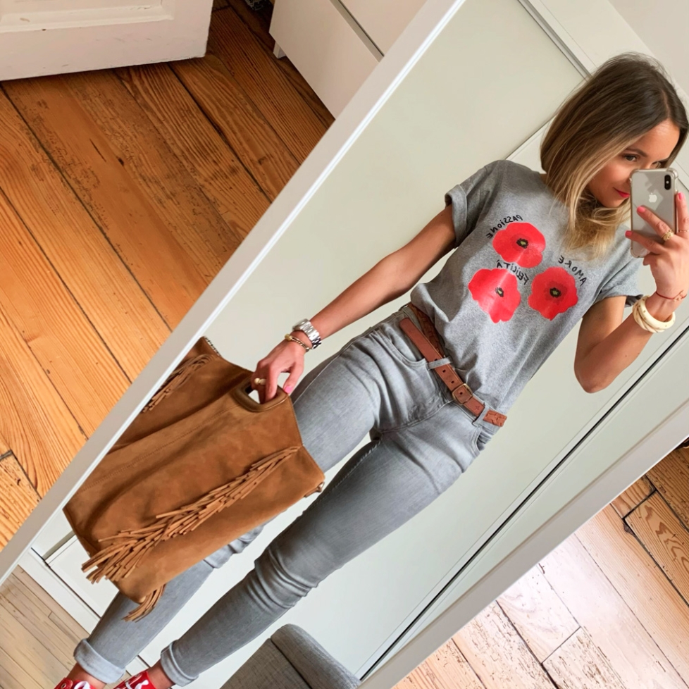 T-shirt Gris Coquelicot by LesFutiles
