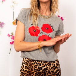 T-shirt Gris Coquelicot by LesFutiles