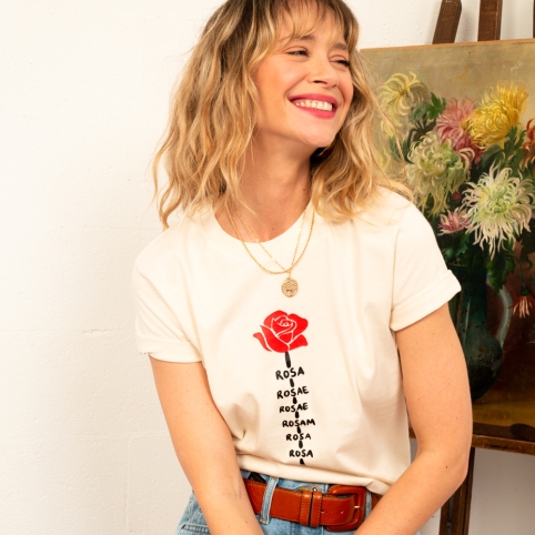 T-shirt Crème Rosa collection FLEURILEGE