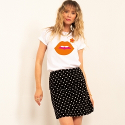 T-shirt Blanc Bouche Cindy Fleurie T-shirt Blanc Bouche Cindy Fleurie