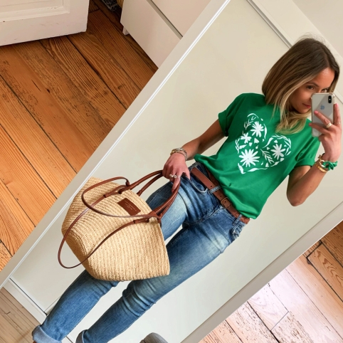T-shirt Vert Cuore Fiorito by LesFutiles