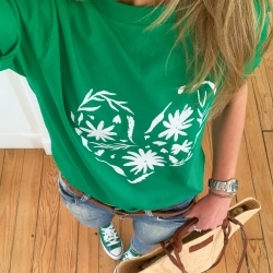 T-shirt Vert Cuore Fiorito by Les Futiles