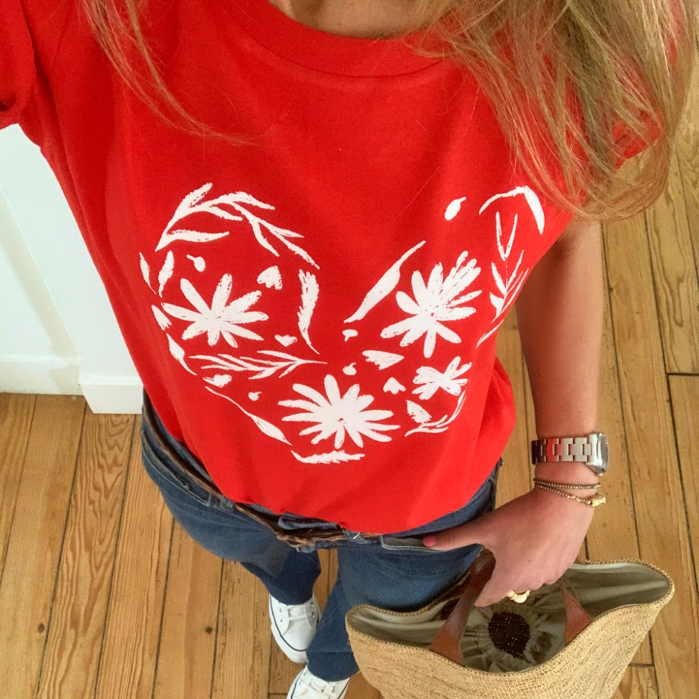 T-shirt Rouge Cuore Fiorito by Les Futiles