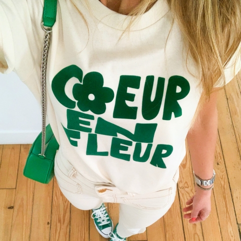 T-shirt Crème Coeur en Fleur by LesFutiles