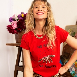 T-shirt Rouge No Rain No Flowers - Faubourg54