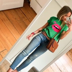 T-shirt Vert Cindy Fleurie by Les Futiles