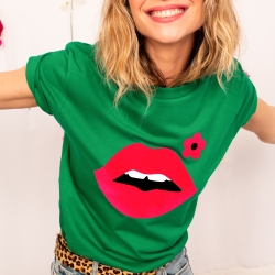 T-shirt Vert Cindy Fleurie by Les Futiles