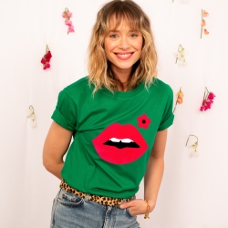 T-shirt Vert Cindy Fleurie by Les Futiles