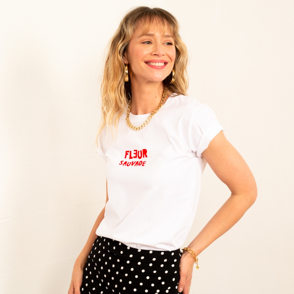 T-shirt Blanc Fleur Sauvage - Faubourg54