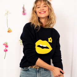 Sweat Bleu Bouche Cindy Fleurie