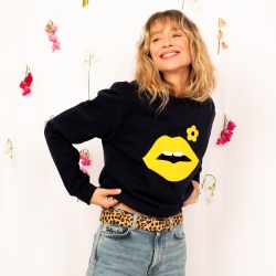 Sweat Bleu Bouche Cindy Fleurie
