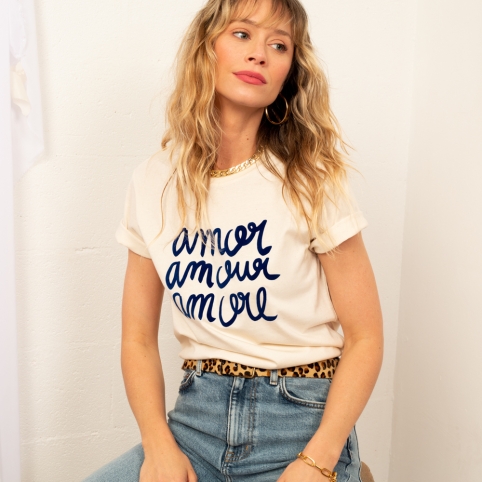 T-shirt Crème Amor Amour Amore collection FLEURILEGE