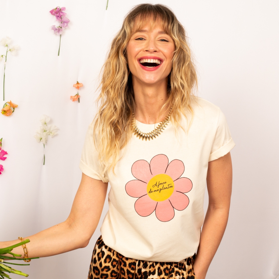 T-shirt Crème À Force De Me Planter