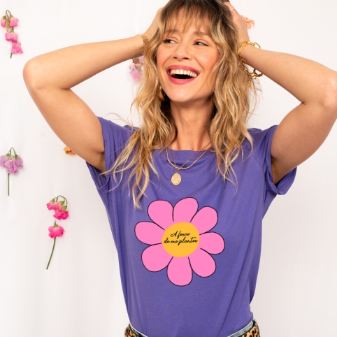 T-shirt Violet À Force De Me Planter