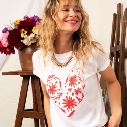 T-shirt Blanc Cuore Fiorito - Faubourg54