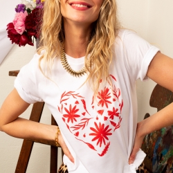 T-shirt Blanc Cuore Fiorito - Faubourg54
