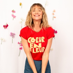 T-shirt Rouge Coeur en Fleur - Faubourg54