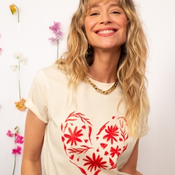T-shirt Crème Cuore Fiorito -Faubourg54