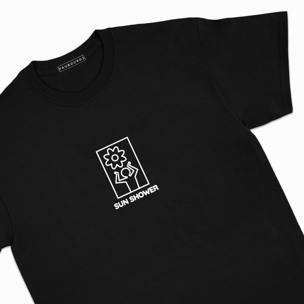 T-Shirt Sun Soleil Shower Faubourg54 Homme manches courtes noir bonhomme