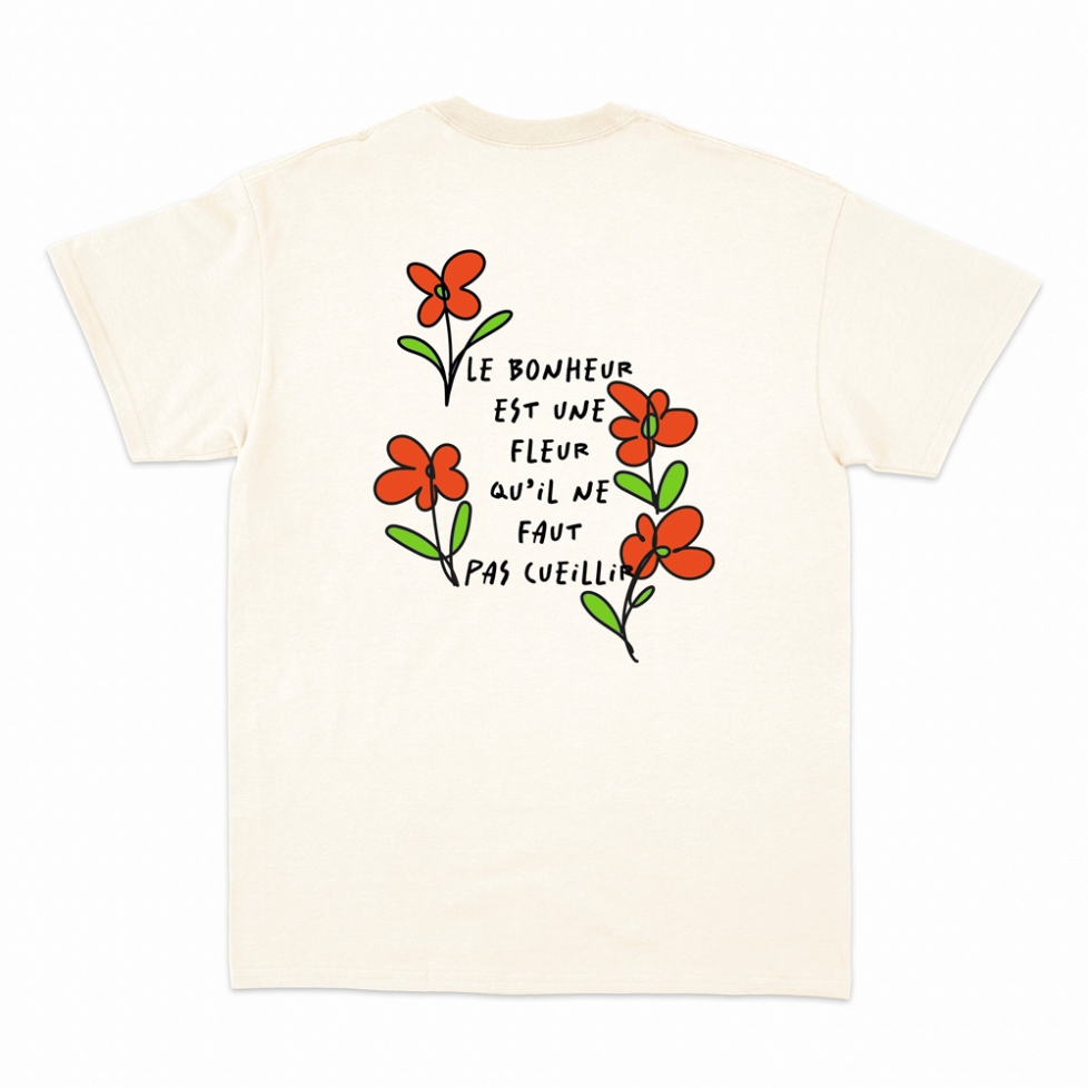 T-shirt Poesie Faubourg54 Homme fleur beige manches courtes